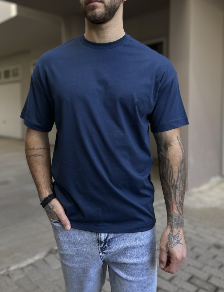 Marrakech Ανδρική μπλε κοντομάνικη μπλούζα Oversized TST0426B